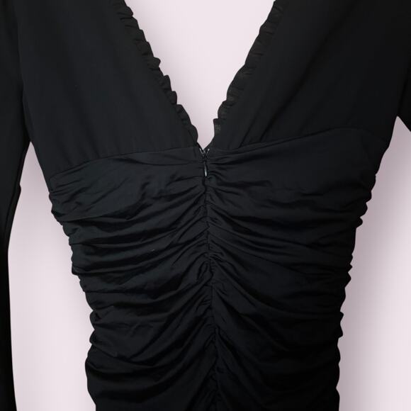 Tiger Mist Ruched Black Long Sleeve Dress - Picture 3 of 4